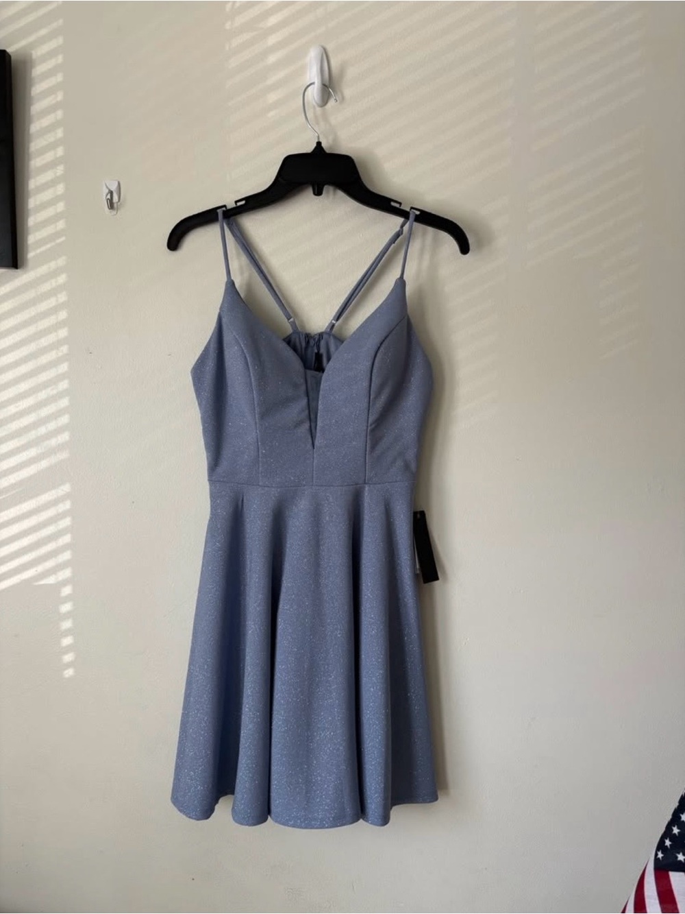 City Studios Sparkle A-Line Mini Dress in Light Blue